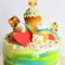 Торт с совами и закрученной радугой