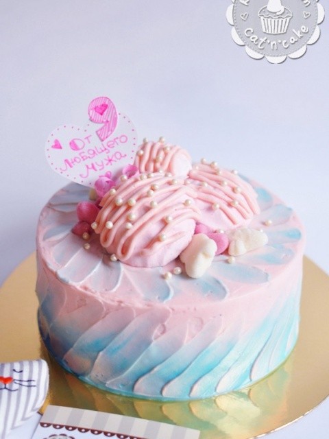 Голубо-розовый торт «От любящего мужа»