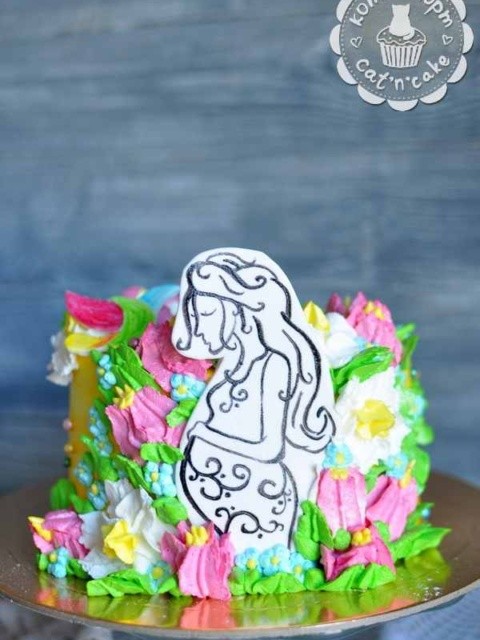 Торт с цветами для беременной