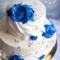 Бело-синий свадебный торт