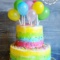Двухъярусный радужный торт с шариками