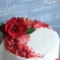 Торт с красной розой и малиной
