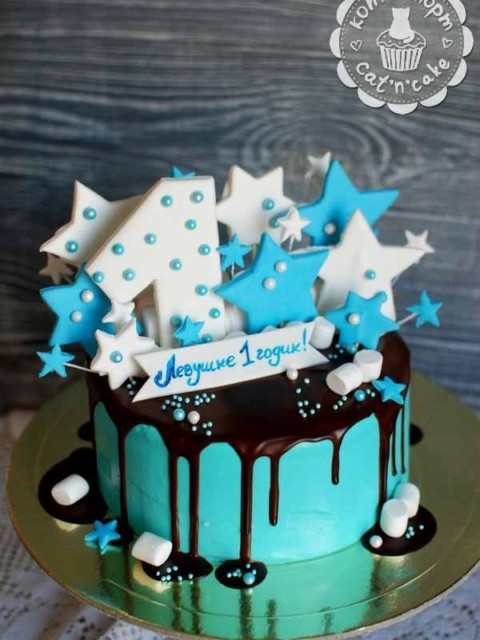 Голубой торт на 1 годик