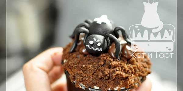 Капкейк на Хэллоуин с пауком