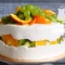 Белый торт с киви, апельсином и виноградом