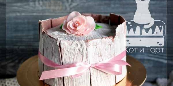 Торт с кракелюром и розой