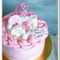 Бело-розовый торт для дочки